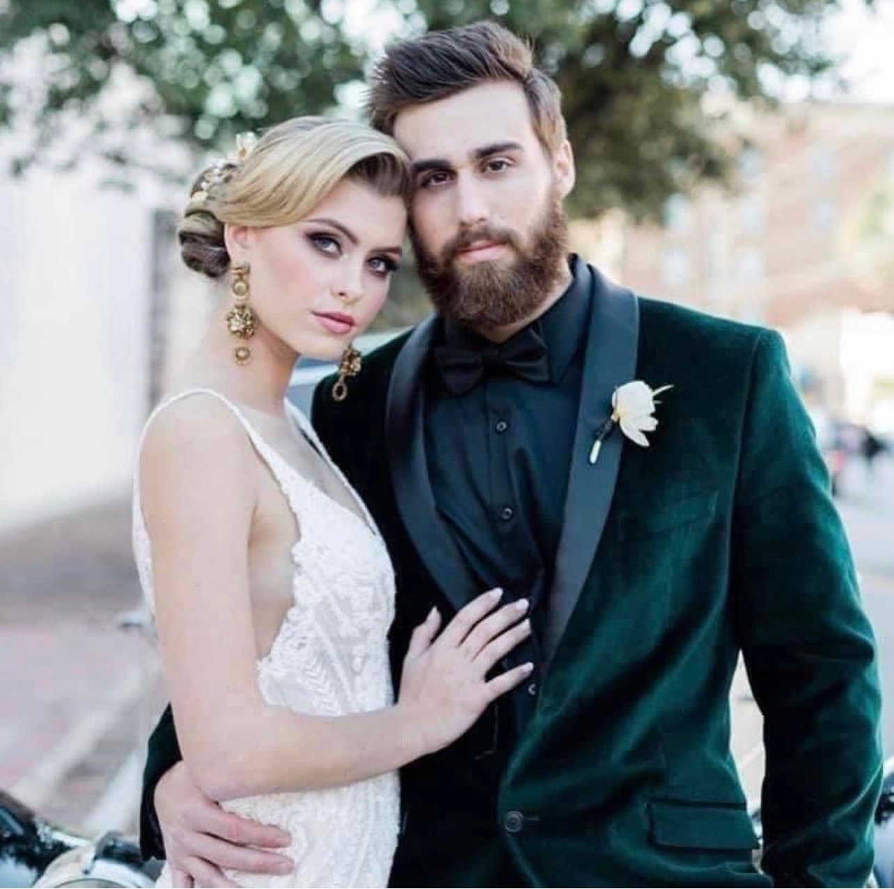 Bride and groom formal portrait